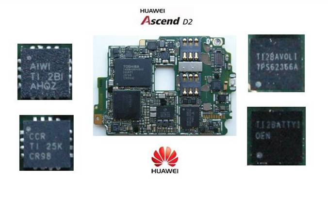 図4●Huawei社の「Ascend D2」に採用されているTI社のチップ群