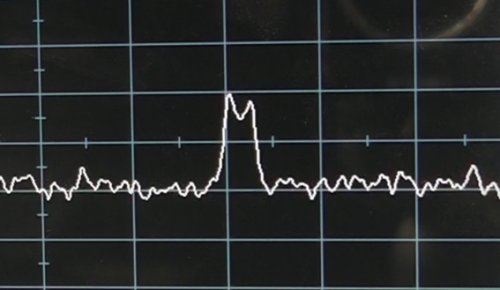 スペクトラムアナライザで受信したビーコン信号