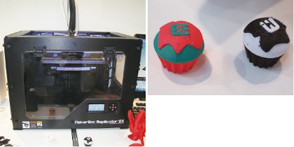 図2●米MakerBot社の「Replicator2X」（左）とその造形物（右）