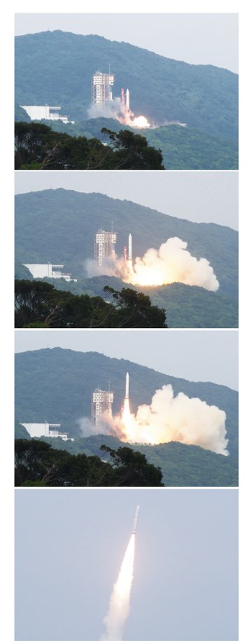 図1●閃光と轟音とともに打ち上がる新開発の小型固体燃料ロケット「イプシロンロケット」試験機
