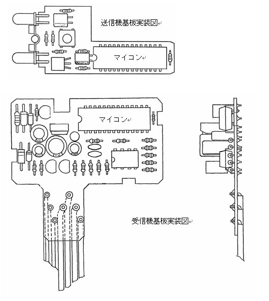 図４　送信機と受信機の基板実装図